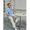 image:imageCOOFANDY Mens V Neck Short Sleeve Stretch Knit Polo ShirtLight Blue  White