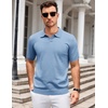 image:imageCOOFANDY Mens V Neck Short Sleeve Stretch Knit Polo ShirtLight Blue