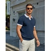 image:imageCOOFANDY Mens V Neck Short Sleeve Stretch Knit Polo ShirtNavy Blue  White