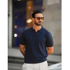 image:imageCOOFANDY Mens V Neck Short Sleeve Stretch Knit Polo ShirtNavy Blue