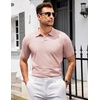 image:imageCOOFANDY Mens V Neck Short Sleeve Stretch Knit Polo ShirtPink