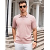 image:imageCOOFANDY Mens V Neck Short Sleeve Stretch Knit Polo ShirtPink