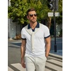 image:imageCOOFANDY Mens V Neck Short Sleeve Stretch Knit Polo ShirtWhite  Navy Blue