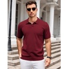 image:imageCOOFANDY Mens V Neck Short Sleeve Stretch Knit Polo ShirtWine Red