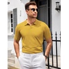 image:imageCOOFANDY Mens V Neck Short Sleeve Stretch Knit Polo ShirtYellow