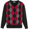 image:imageCOOFANDY Mens V Neck Sweater Lightweight Knitted Pullover SweatersBlackdiamond Pattern
