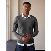 image:imageCOOFANDY Mens V Neck Sweater Lightweight Knitted Pullover SweatersDark Grey