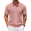 image:imageCOOFANDY Knit Polo Shirts for Men Short Sleeve Textured Polo Shirt Slim Fit Summer Collared T Shirt with PocketPink