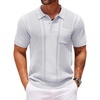 image:imageCOOFANDY Knit Polo Shirts for Men Short Sleeve Textured Polo Shirt Slim Fit Summer Collared T Shirt with PocketWhite