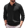 image:imageCOOFANDY Long Sleeve Polo Shirts for Men Knit Polo Sweater Lightweight Ribbed Pullover SweaterBlack