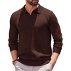 image:imageCOOFANDY Long Sleeve Polo Shirts for Men Knit Polo Sweater Lightweight Ribbed Pullover SweaterBrown