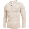 image:imageCOOFANDY Men Casual Knit Sweater Quarter Button Henley Long Sleeve Slim Fit Twisted Pullover SweaterCream Color