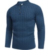 image:imageCOOFANDY Men Casual Knit Sweater Quarter Button Henley Long Sleeve Slim Fit Twisted Pullover SweaterDark Blue