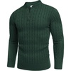 image:imageCOOFANDY Men Casual Knit Sweater Quarter Button Henley Long Sleeve Slim Fit Twisted Pullover SweaterLake Green