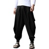 image:imageCOOFANDY Men Hippie Harem Pants Baggy Linen Cotton Boho Yoga Pants Summer Beach Pants Casual Drop Crotch TrouserBlack