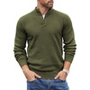 image:imageCOOFANDY Men Quarter Button Sweater Long Sleeve Henley Waffle Knit Pullover  3 Button Mock Neck Casual Dressy Slim Fit Fall Winter Tops Stand Collar Business Office Ribbed Cuffs Warm Cozy LayeringArmy Green