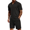 image:imageCOOFANDY Mens 2 Pieces Outfits Casual Quarter Zip Polo Shirt and Shorts Set Athletic Jogging Summer Tracksuit1black
