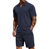 image:imageCOOFANDY Mens 2 Pieces Outfits Casual Quarter Zip Polo Shirt and Shorts Set Athletic Jogging Summer TracksuitNavy Blue