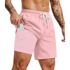 image:imageCOOFANDY Mens 7 Swim Trunks with Compression Liner Quick Dry 2 in 1 Bathing Suit Beach Swimwear Board Shorts with PocketsLight Pink