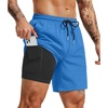 image:imageCOOFANDY Mens 7 Swim Trunks with Compression Liner Quick Dry 2 in 1 Bathing Suit Beach Swimwear Board Shorts with PocketsSea Blue