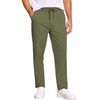 image:imageCOOFANDY Mens Casual Cotton Pants Regular Fit Elastic Waist Drawstring Twill Pants Straight Leg Chino PantsDark Green
