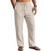 image:imageCOOFANDY Mens Casual Linen Pants Elastic Waist Drawstring Yoga Beach Pants Lightweight Loose Fit Trousers with PocketsBeige