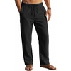 image:imageCOOFANDY Mens Casual Linen Pants Elastic Waist Drawstring Yoga Beach Pants Lightweight Loose Fit Trousers with PocketsBlack