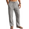image:imageCOOFANDY Mens Casual Linen Pants Elastic Waist Drawstring Yoga Beach Pants Lightweight Loose Fit Trousers with PocketsGrey