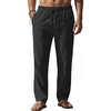 image:imageCOOFANDY Mens Casual Linen Pants Loose Fit Elastic Waist Drawstring Lightweight Pant Summer Beach TrousersBlack