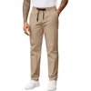 image:imageCOOFANDY Mens Casual Pants Drawstring Elastic Waist Chino Pants Straight Leg Slacks Cotton Twill Trousers with PocketsCamel