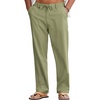image:imageCOOFANDY Mens Cotton Linen Pants Casual Drawstring Summer Beach Pants Lightweight Linen Dress TrousersArtichoke Green