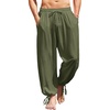 image:imageCOOFANDY Mens Cotton Linen Pants Casual Harem Pants Elastic Waist Beach Boho Yoga TrousersArmy Green