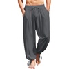image:imageCOOFANDY Mens Cotton Linen Pants Casual Harem Pants Elastic Waist Beach Boho Yoga TrousersDark Grey