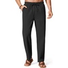 image:imageCOOFANDY Mens Cotton Linen Pants Lightweight Casual Linen Dress Pants Drawstring Summer Beach TrousersBlack