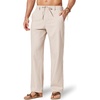 image:imageCOOFANDY Mens Cotton Linen Pants Relaxed Fit Casual Drawstring Dress Pants Beach Summer Lightweight TrousersBeige