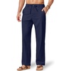 image:imageCOOFANDY Mens Cotton Linen Pants Relaxed Fit Casual Drawstring Dress Pants Beach Summer Lightweight TrousersNavy Blue