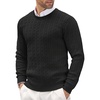 image:imageCOOFANDY Mens Crewneck Knit Sweater Slim Fit Lightweight Casual Twist Patterned Cable Knitted PulloverAblack