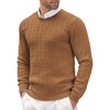 image:imageCOOFANDY Mens Crewneck Knit Sweater Slim Fit Lightweight Casual Twist Patterned Cable Knitted PulloverAbrown