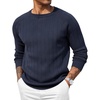 image:imageCOOFANDY Mens Crewneck Pullover Sweaters Business Casual Long Sleeve Slim Fit Sweater Chunky Cable Knit SweaterDark Blue