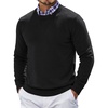image:imageCOOFANDY Mens Crewneck Sweater Pullover Knit Sweater Lightweight Sweaters with Ribbing EdgeBlack