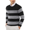 image:imageCOOFANDY Mens Crewneck Sweaters Long Sleeve Dress Knit Sweater Lightweight Slim Fit Pullover SweatersStripe Light GreyGrey