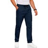 image:imageCOOFANDY Mens Drawstring Casual Pants Cotton Twill Elastic Waist Chino PantsNavy