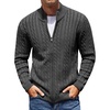 image:imageCOOFANDY Mens Full Zip Cardigan Sweater Slim Fit Cable Knitted Zip Up Sweater with PocketsGrey