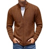 image:imageCOOFANDY Mens Full Zip Cardigan Sweater Slim Fit Cable Knitted Zip Up Sweater with PocketsReddish Brown