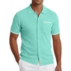 image:imageCOOFANDY Mens Knit Button Down Shirt 2025 Vintage Short Sleeve Polo Shirt Casual Beach TopsCeramic Green