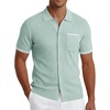 image:imageCOOFANDY Mens Knit Button Down Shirt 2025 Vintage Short Sleeve Polo Shirt Casual Beach TopsIce Green