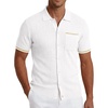 image:imageCOOFANDY Mens Knit Button Down Shirt 2025 Vintage Short Sleeve Polo Shirt Casual Beach TopsWhite