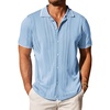 image:imageCOOFANDY Mens Knit Button Down Shirt Vintage Short Sleeve Polo Shirts Casual Beach TopsClear Blue