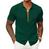 image:imageCOOFANDY Mens Knit Button Down Shirts Casual Textured Polo Shirt Short Sleeve Vintage Summer Beach TopsGreen