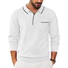 image:imageCOOFANDY Mens Knit Polo Long Sleeve Collared Sweater Polo Business Casual Polos with PocketWhite